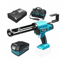 Dedra Set Pistol pentru tub silicon capacitate 300 ml SAS+ALL cu acumulator Li-Ion 18V 5.0Ah incarcator rapid 125W si geanta